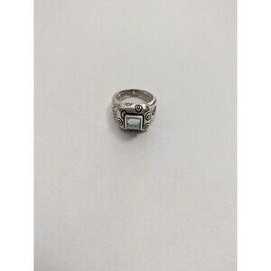 Lisa Jenks Vintage Sterling Silver 925 & Sapphire Modernist Signet Ring Size 7